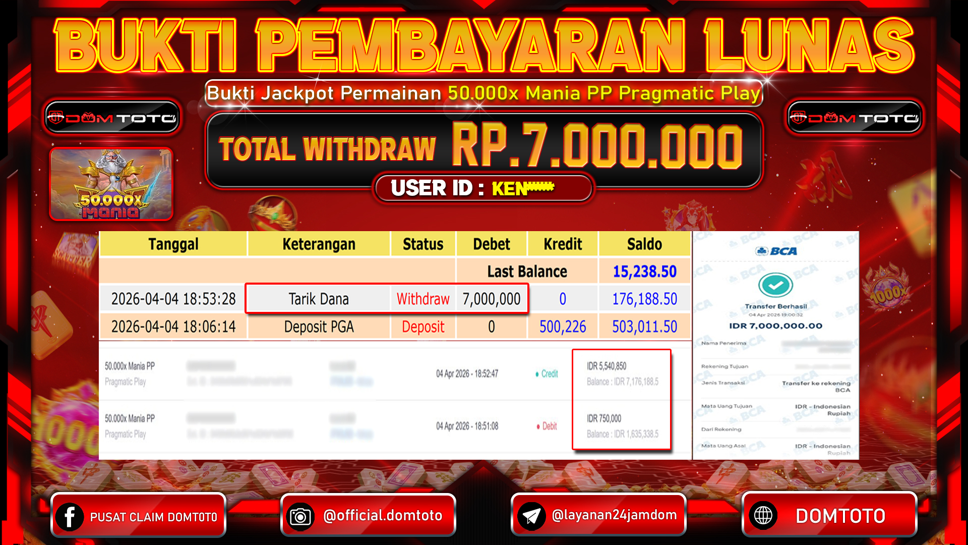 JACKPOT SLOT 50.000x Mania PP Pragmatic Play 04 APRIL 2026